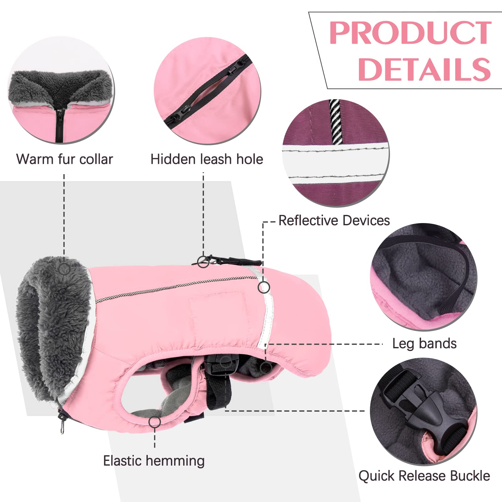 QBLEEV Warm Dog Coat reflective strips boost visibility for safe dusk strolls
