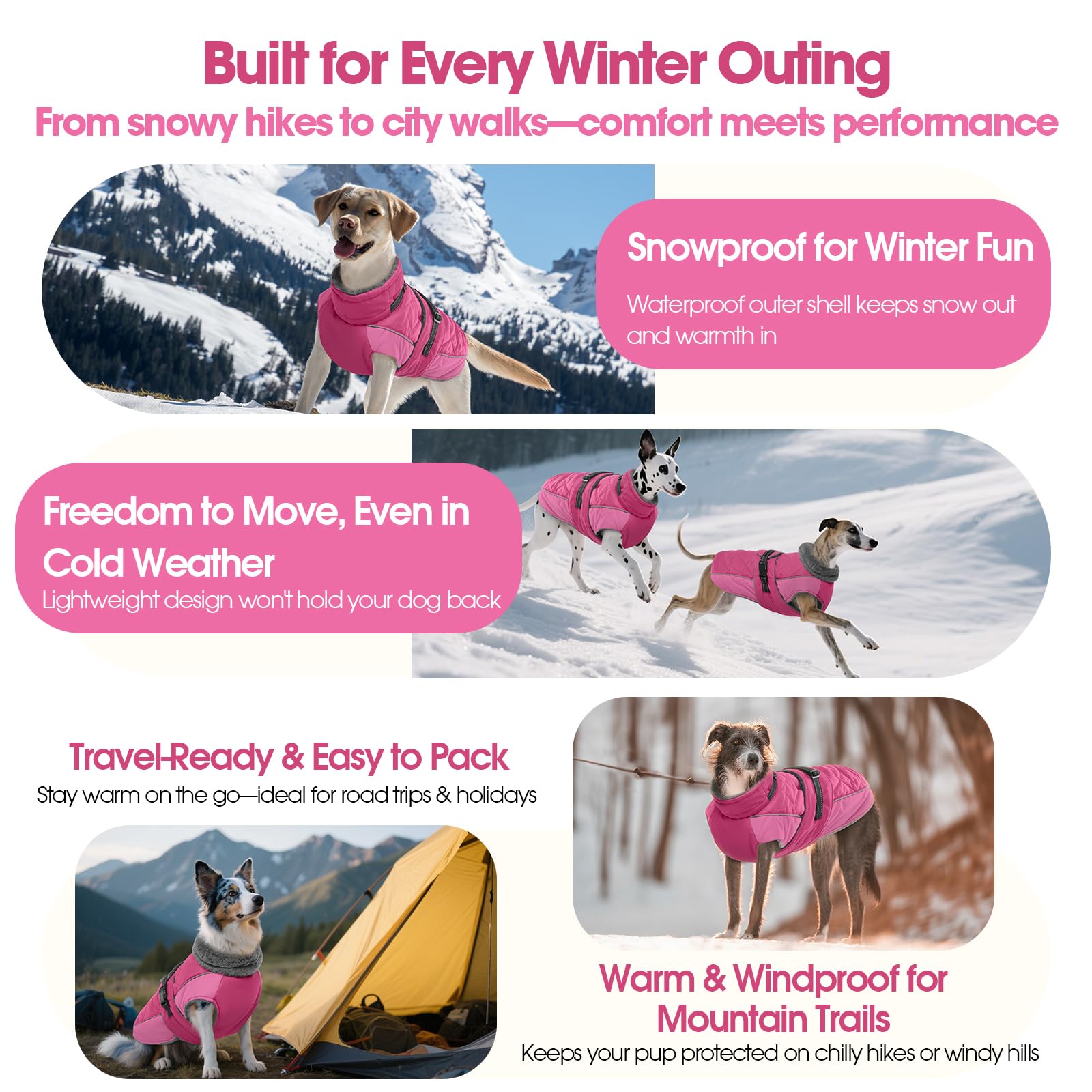 QBLEEV Warm Dog Jacket fleece lining offers soft warmth during chilly outings.