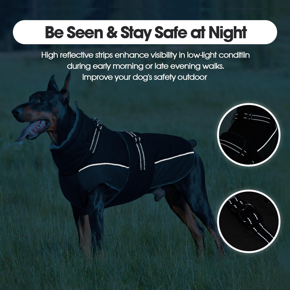 QBLEEV Warm Dog Jacket leash hole enables safe, harness-friendly walks