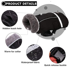 QBLEEV warm reflective dog jacket back view showing full coverage warmth.