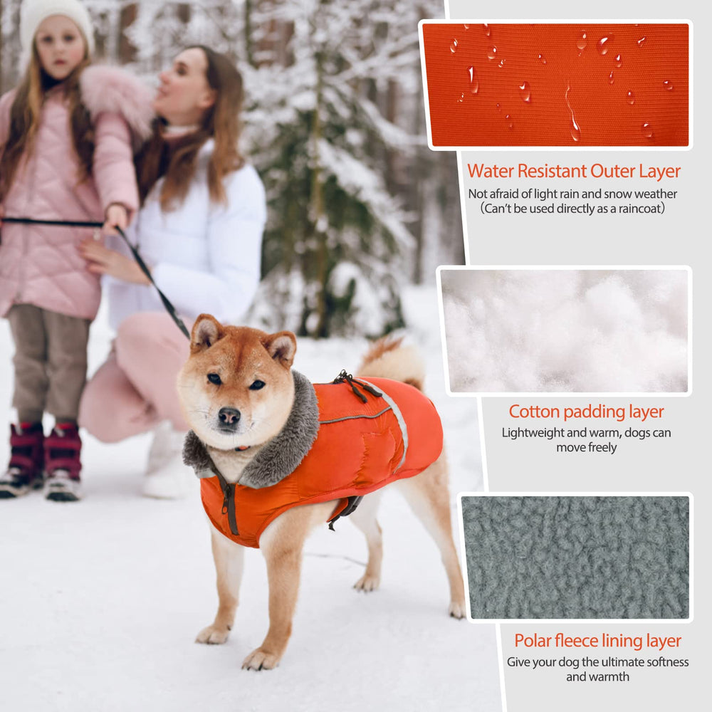 QBLEEV Warm Reflective Jacket furry collar provides cozy warmth around the neck