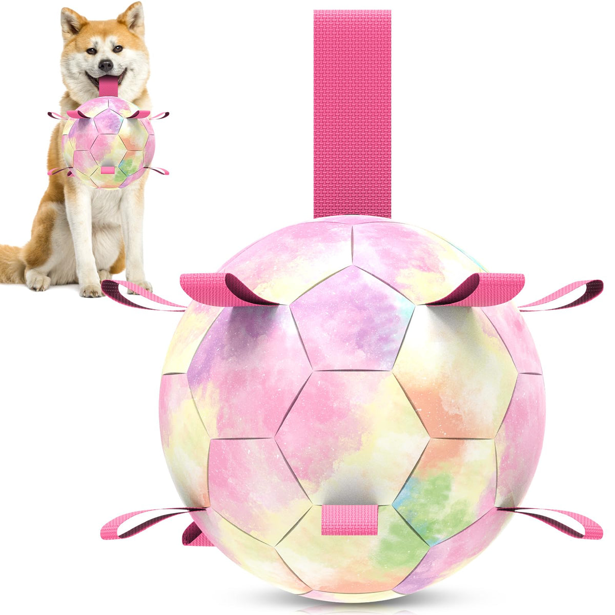 QDAN dog balls gradient rainbow 8 inch in vibrant color for energetic play and fetch.