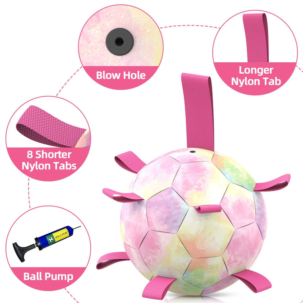 QDAN dog balls with a longer strap to simplify tossing and tug-of-war.