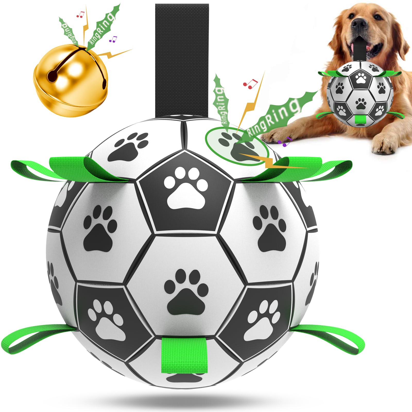 QDAN Dog Soccer Ball with Bell Inside enhances indoor fetch and curiosity.