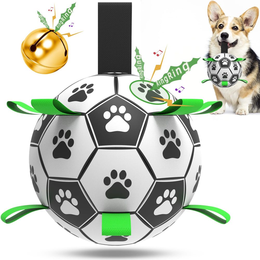 QDAN dog soccer ball with bell inside for versatile indoor and outdoor play