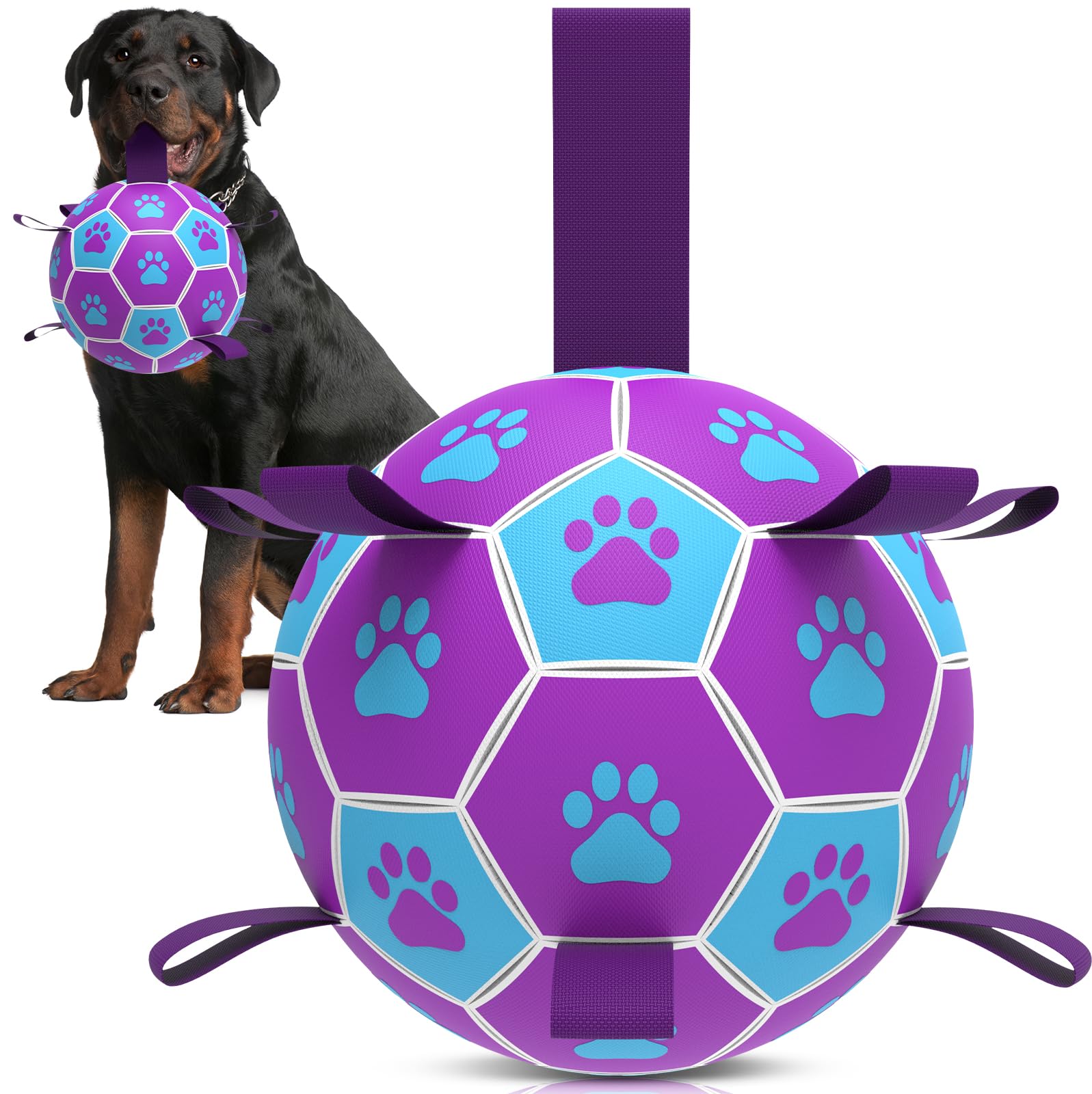 QDAN dog soccer ball 8-inch front view ideal for active fetch sessions.