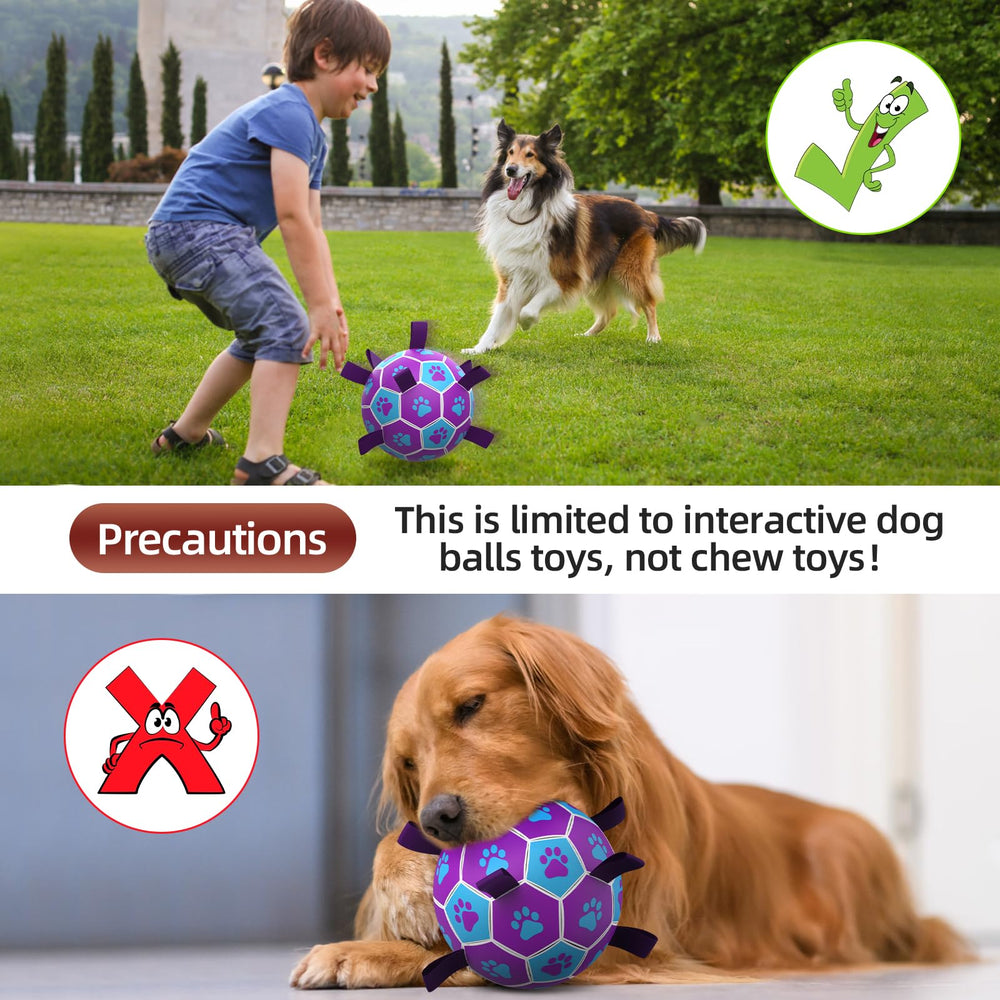 QDAN dog soccer ball 8-inch strap-equipped toy for easy pickup and carry.