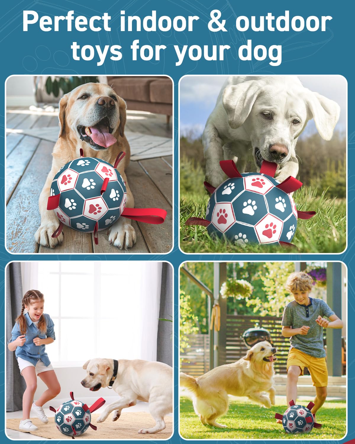 QDAN durable giant dog ball for large breeds outdoors.