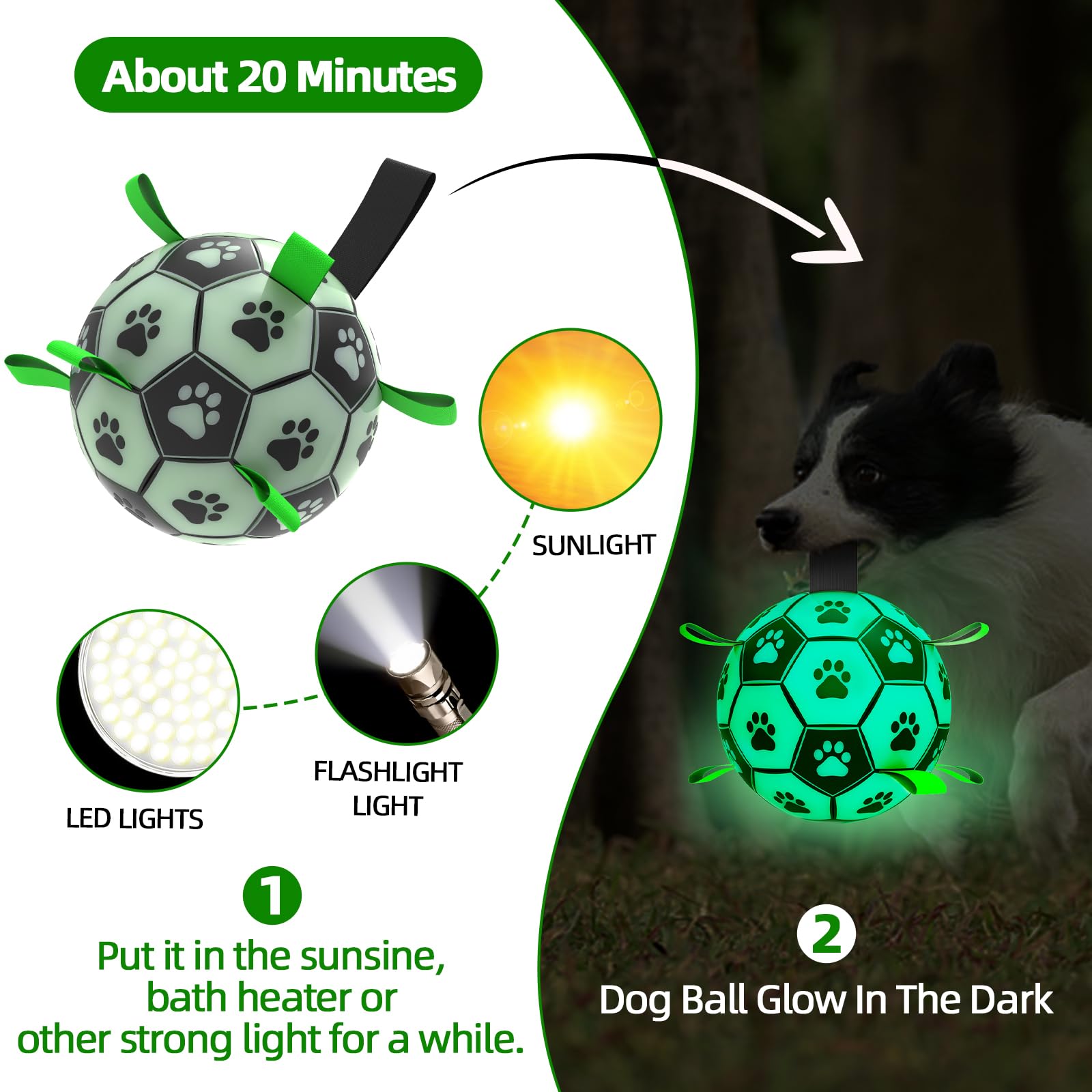 qdan glow dog ball durable pu material for long-lasting play