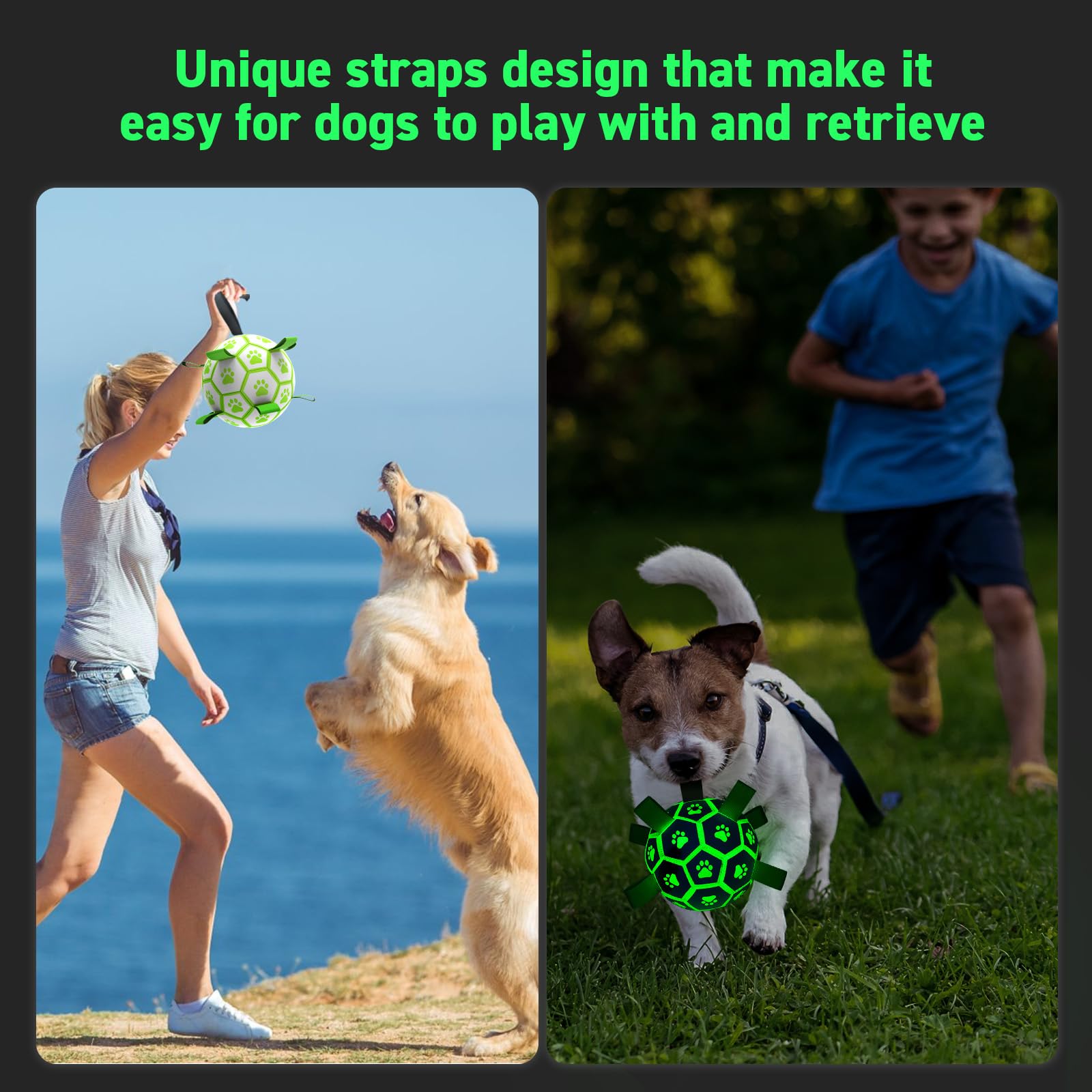 QDAN glow in dark dog ball night illumination for night play