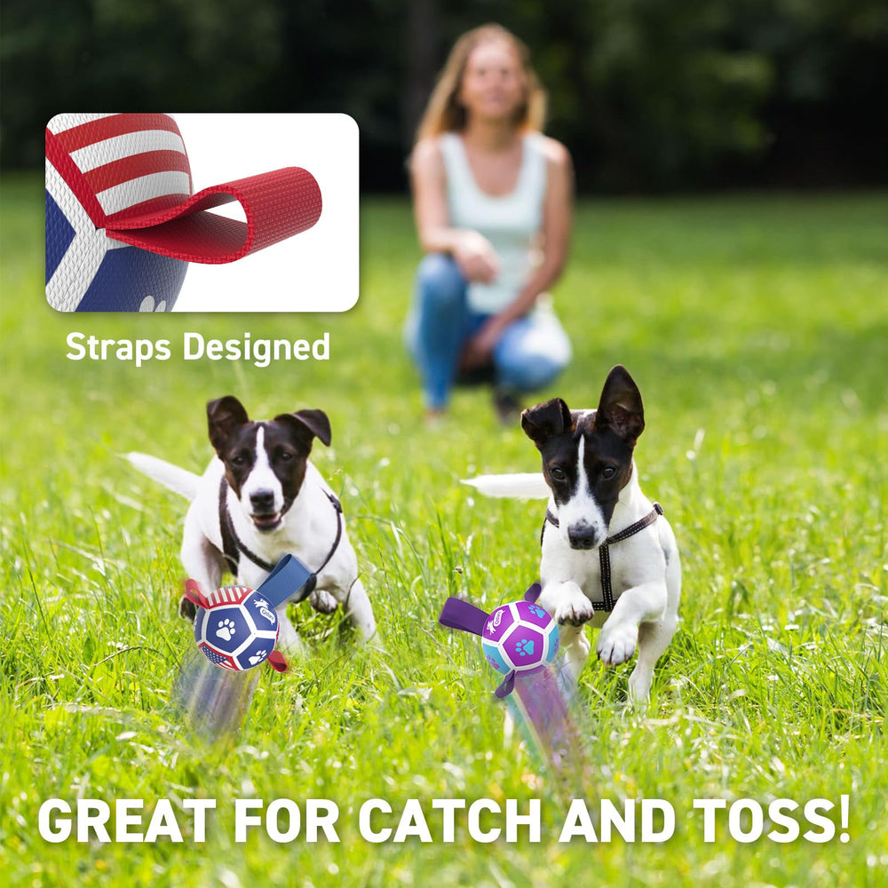 QDAN puppy toy with two short straps for easy grabbing and carrying.
