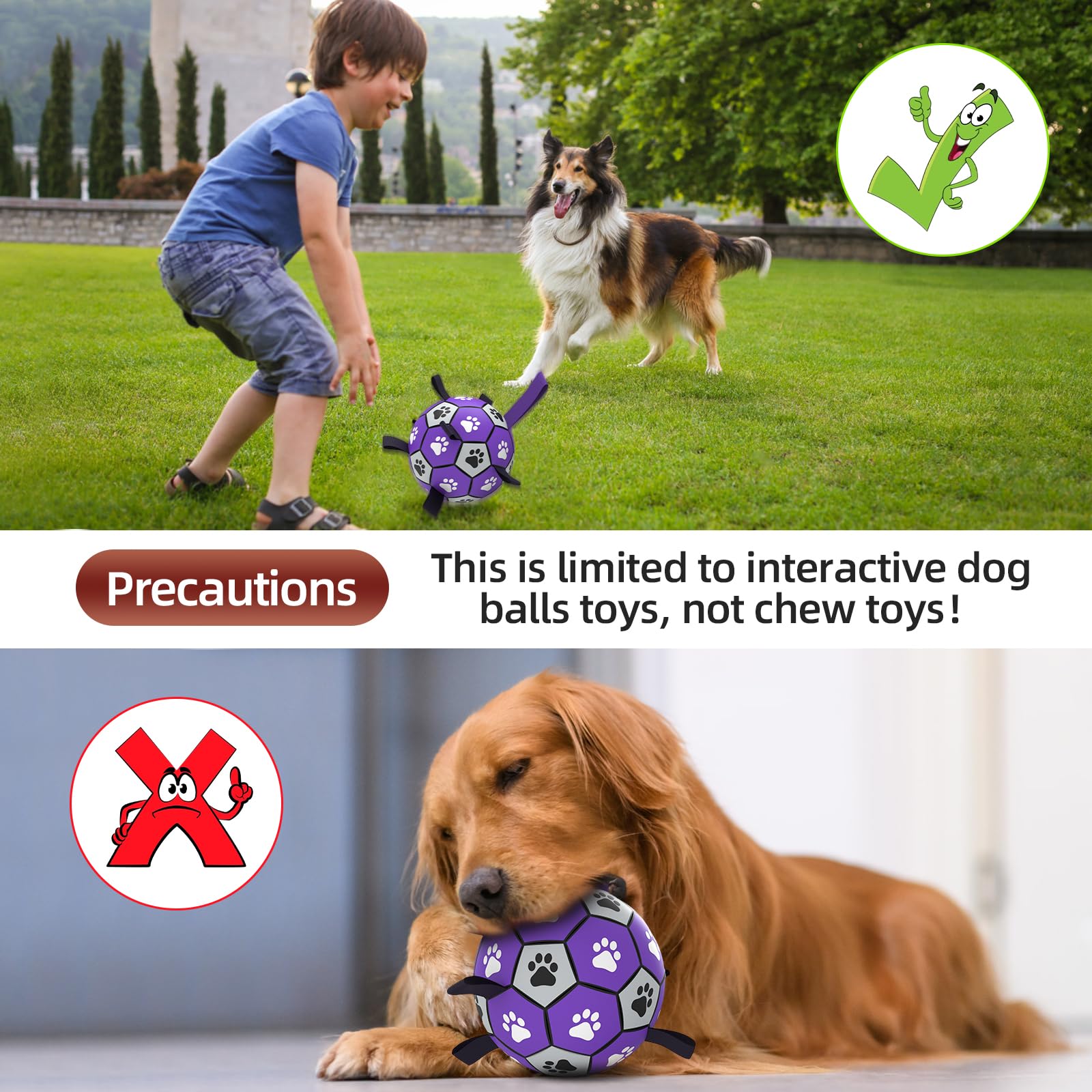 QDAN dog soccer ball 6-inch size suits small to medium breeds for playful exercise.