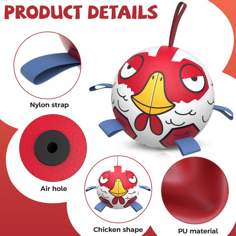 QDAN dog ball with bright chicken design attracts dogs during play.