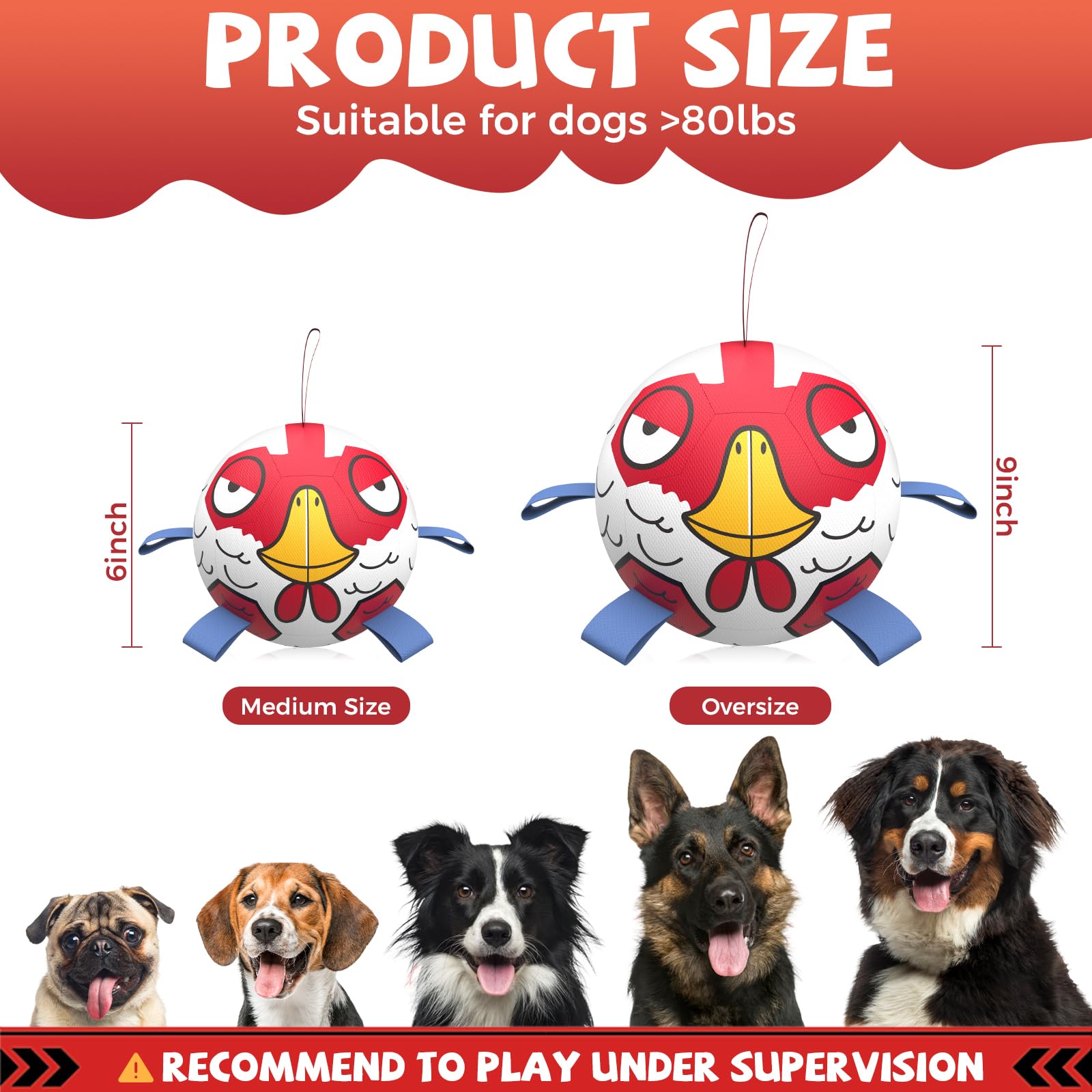 QDAN dog soccer ball bounce action demonstrates erratic bounce for eager chasing.