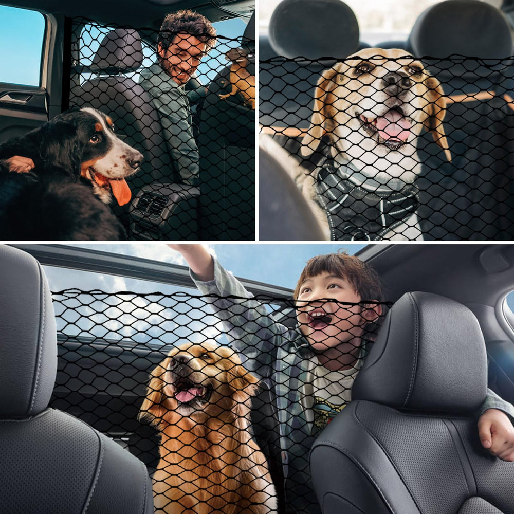 Q-DDOIT dog barrier extended-hanging-buckles provide adjustable fit across vehicles.