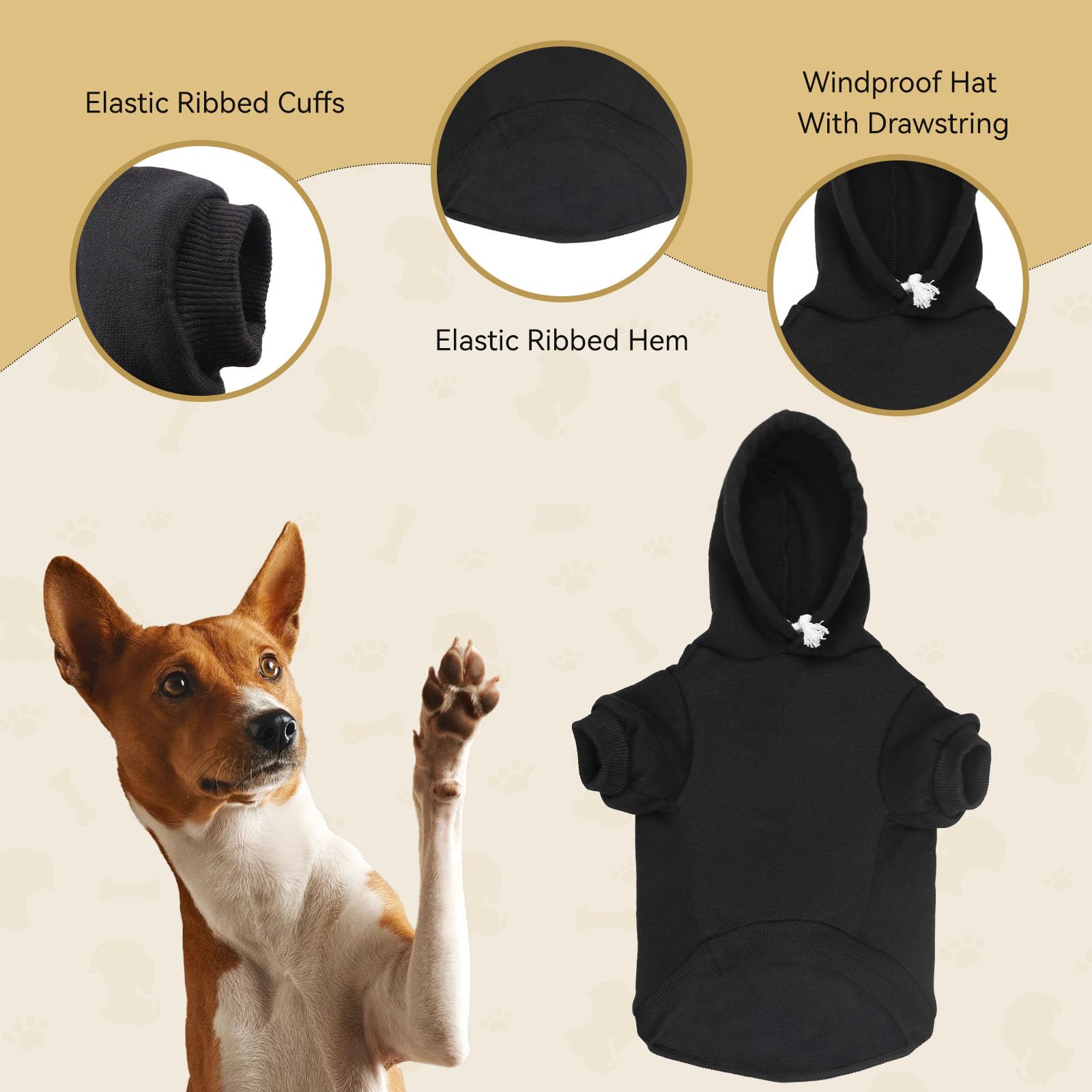 QDYU dog hoodie brushed fleece interior provides soft warmth for cozy moments