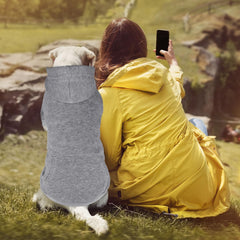 QDYU dog hoodie grey XL back view shows seamless fit for everyday wear