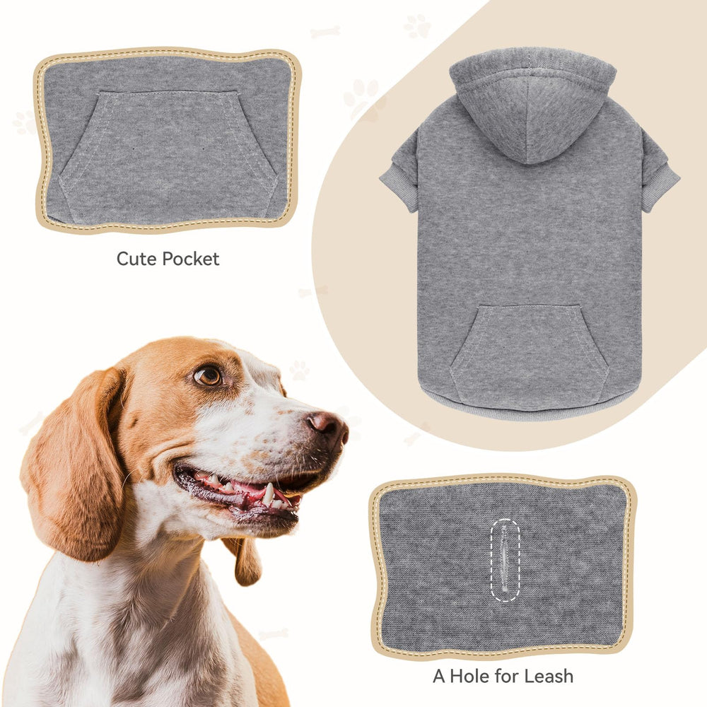 QDYU dog hoodie grey XL fabric close-up reveals plush interior texture