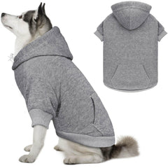 QDYU dog hoodie grey XL front view emphasizes ultra-soft brushed fleece for warmth