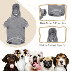 QDYU dog hoodie grey XL pocket detail highlights convenient spot for treats