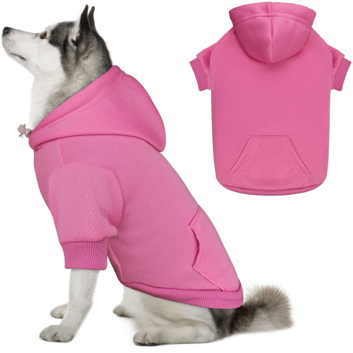 QDYU dog hoodie pink XXL front view offers cozy warmth for daily outdoor walks.