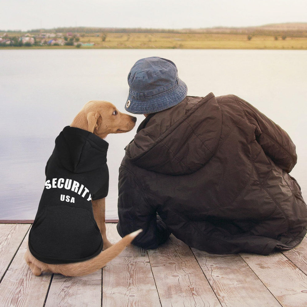 QDYU dog hoodie pocket detail highlights convenient treat pocket during outings