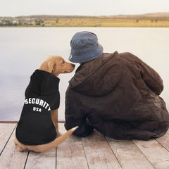 QDYU dog hoodie pocket detail highlights convenient treat pocket during outings