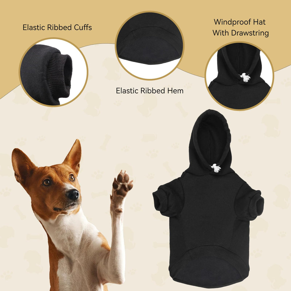 QDYU dog hoodie pocket detail offers handy place for treats or toys.
