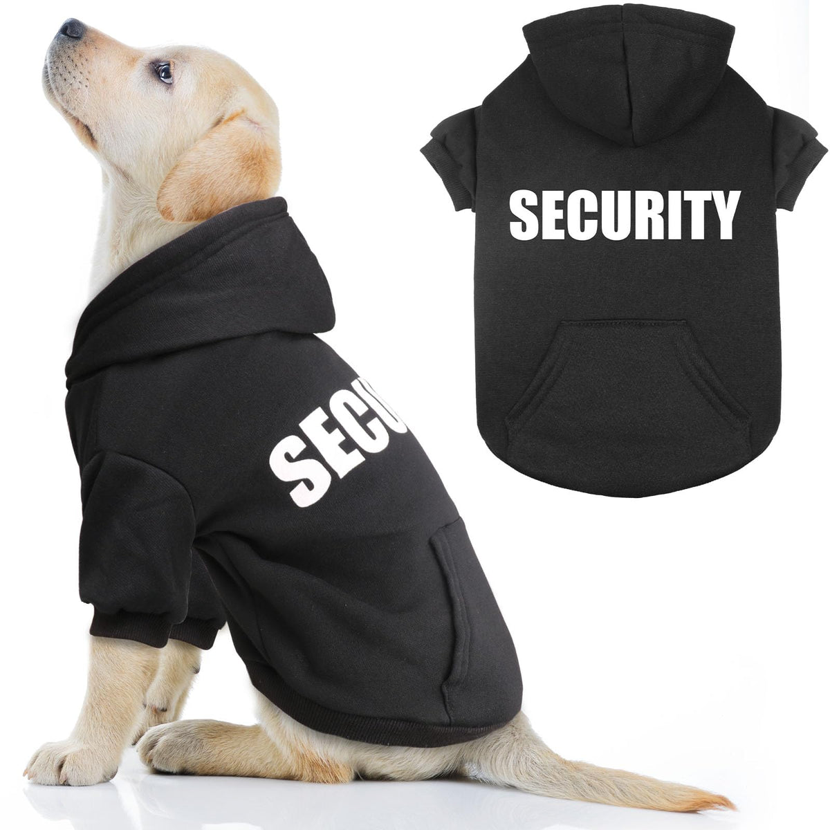 QDYU dog hoodie front view shows soft brushed fleece for cozy warmth