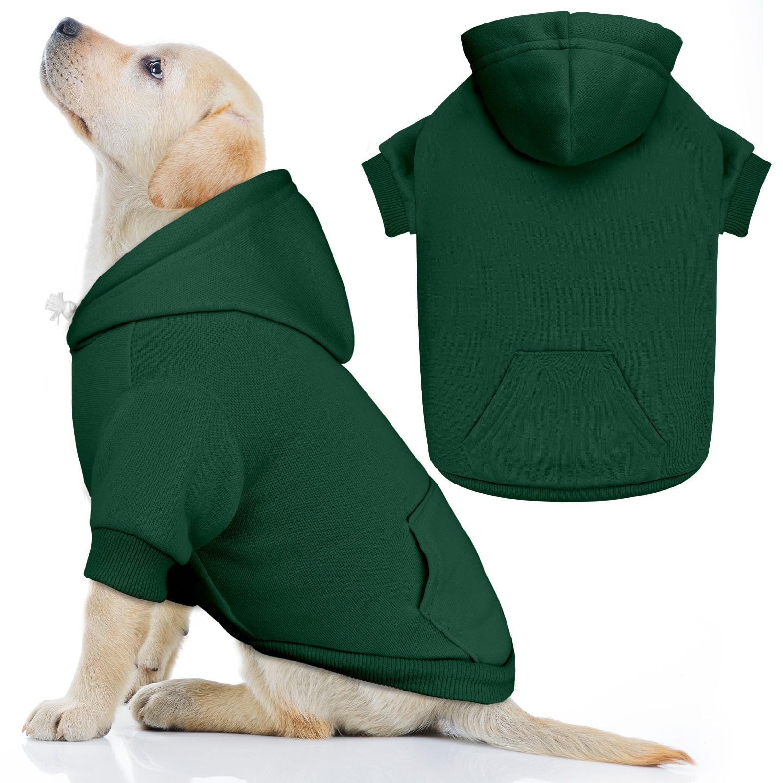 QDYU dog sweater green front view highlights cozy warmth for large dogs.