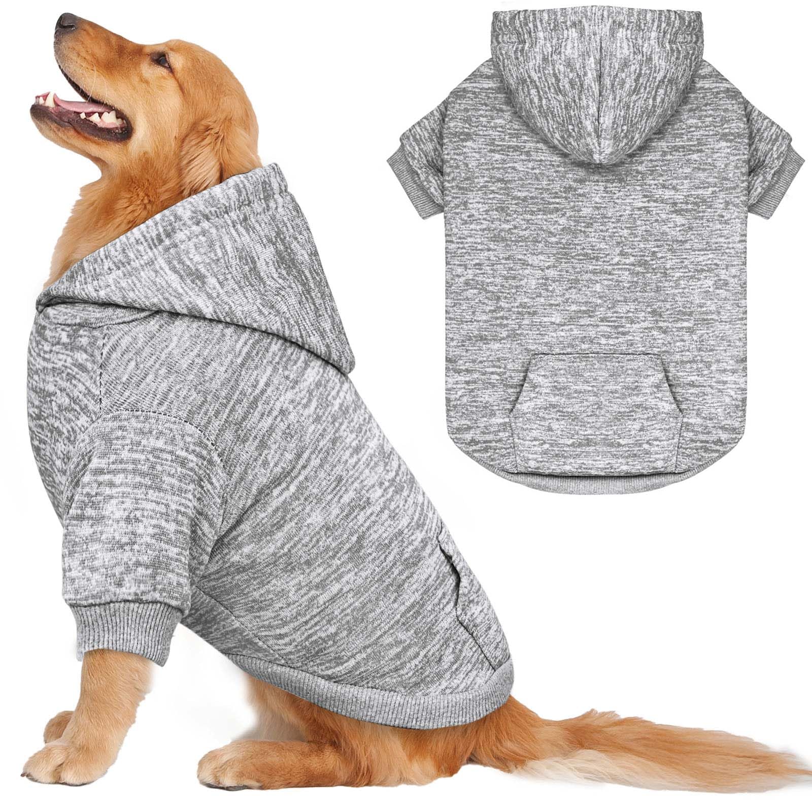 QDYU large grey dog sweater front view showing cozy warmth for chilly walks