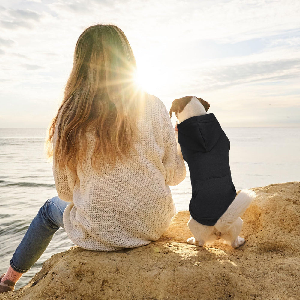 QDYU dog sweater small hoodie outdoors worn during walks for year-round comfort.
