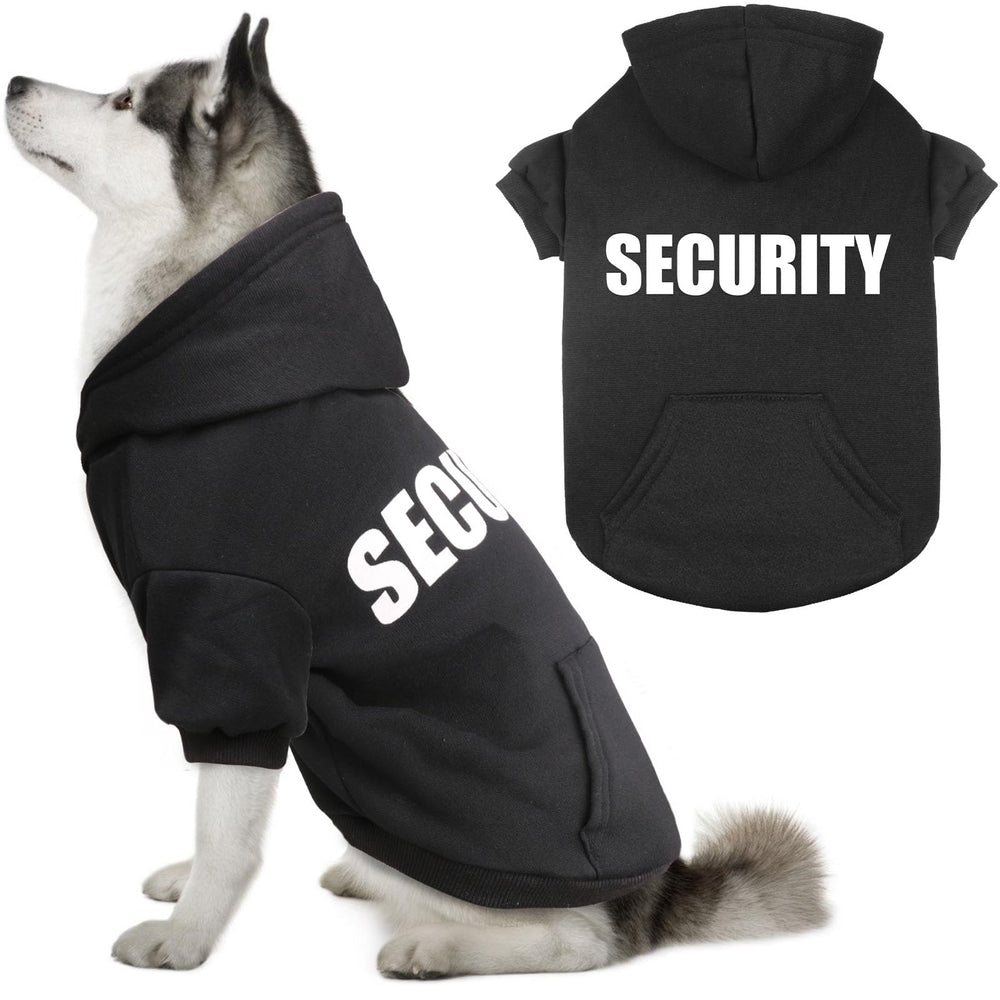 QDYU large dog sweater security hoodie front view highlights cozy fleece warmth.