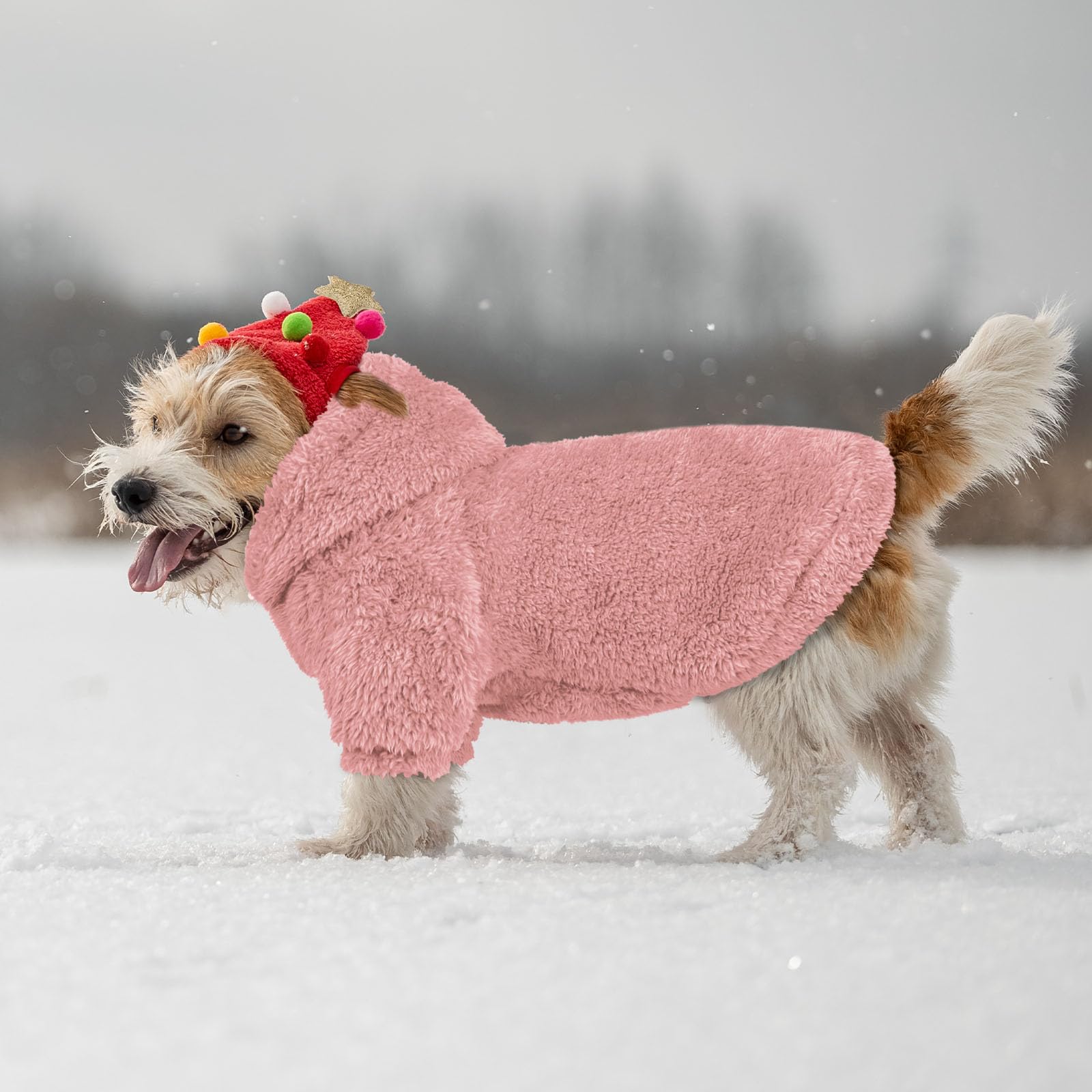QDYU fuzzy dog hoodie pink, care instructions for durability.