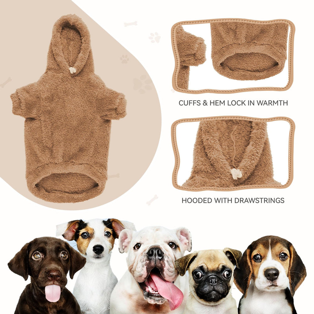 QDYU fuzzy dog sweater back view highlights snug fit and durable fabric