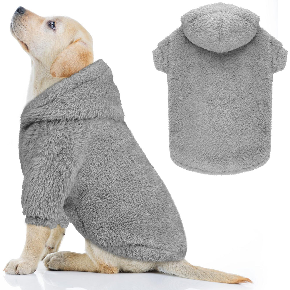 QDYU fuzzy dog sweater front view with double-sided plush warmth for daily wear