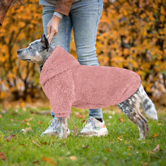QDYU pink XL hoodie side view highlights double-sided fleece and easy movement.