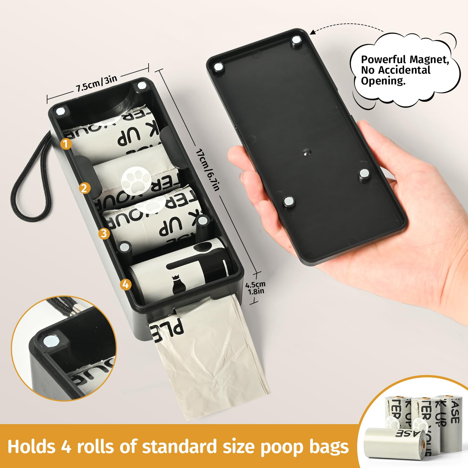 qeerable compact design stores 4 rolls for extended outdoor use.