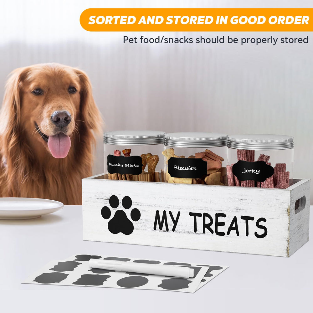 Qeerable multipurpose pet storage holds dog and cat snacks, reducing clutter.