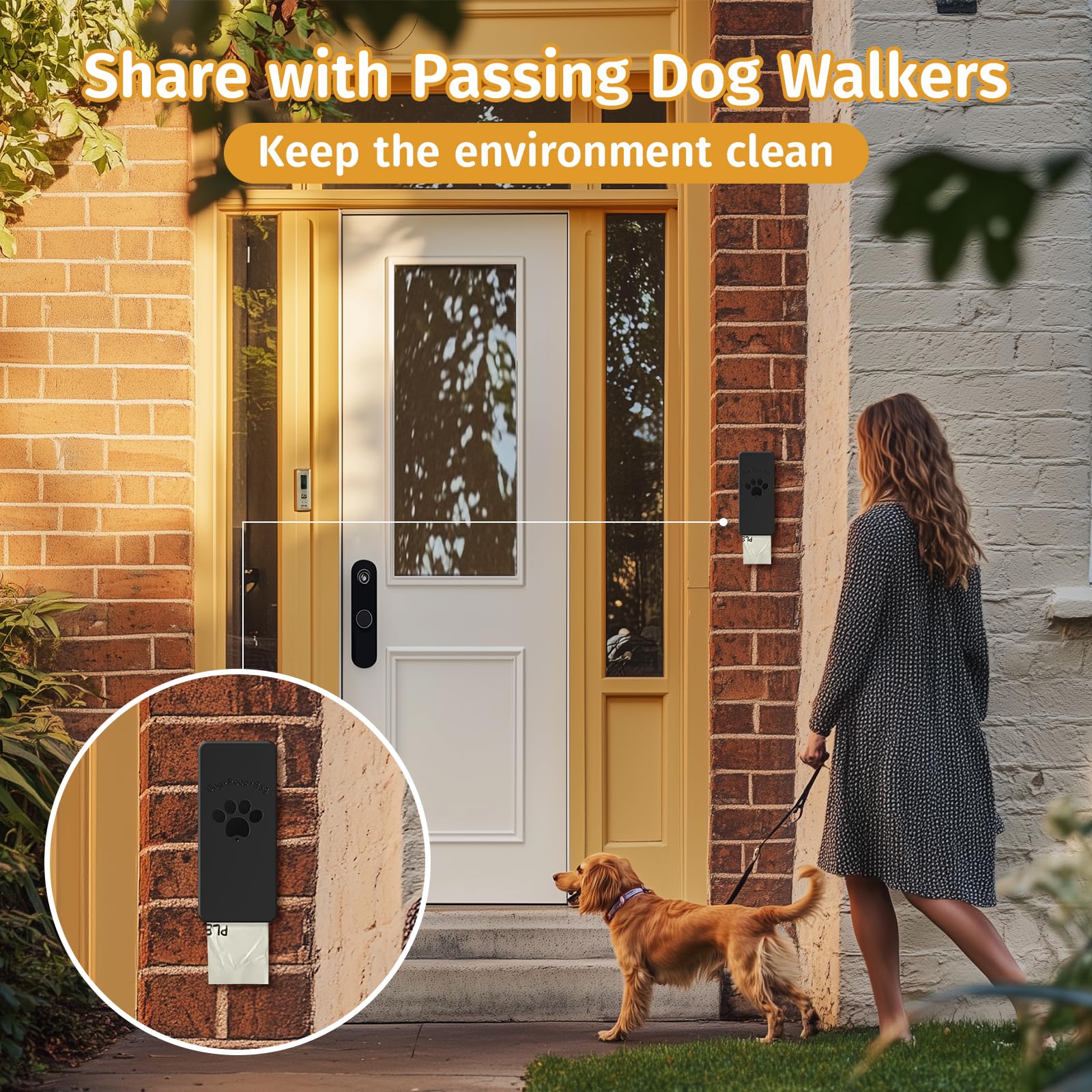 qeerable weather-resistant dispenser keeps bags dry in rain or shine.
