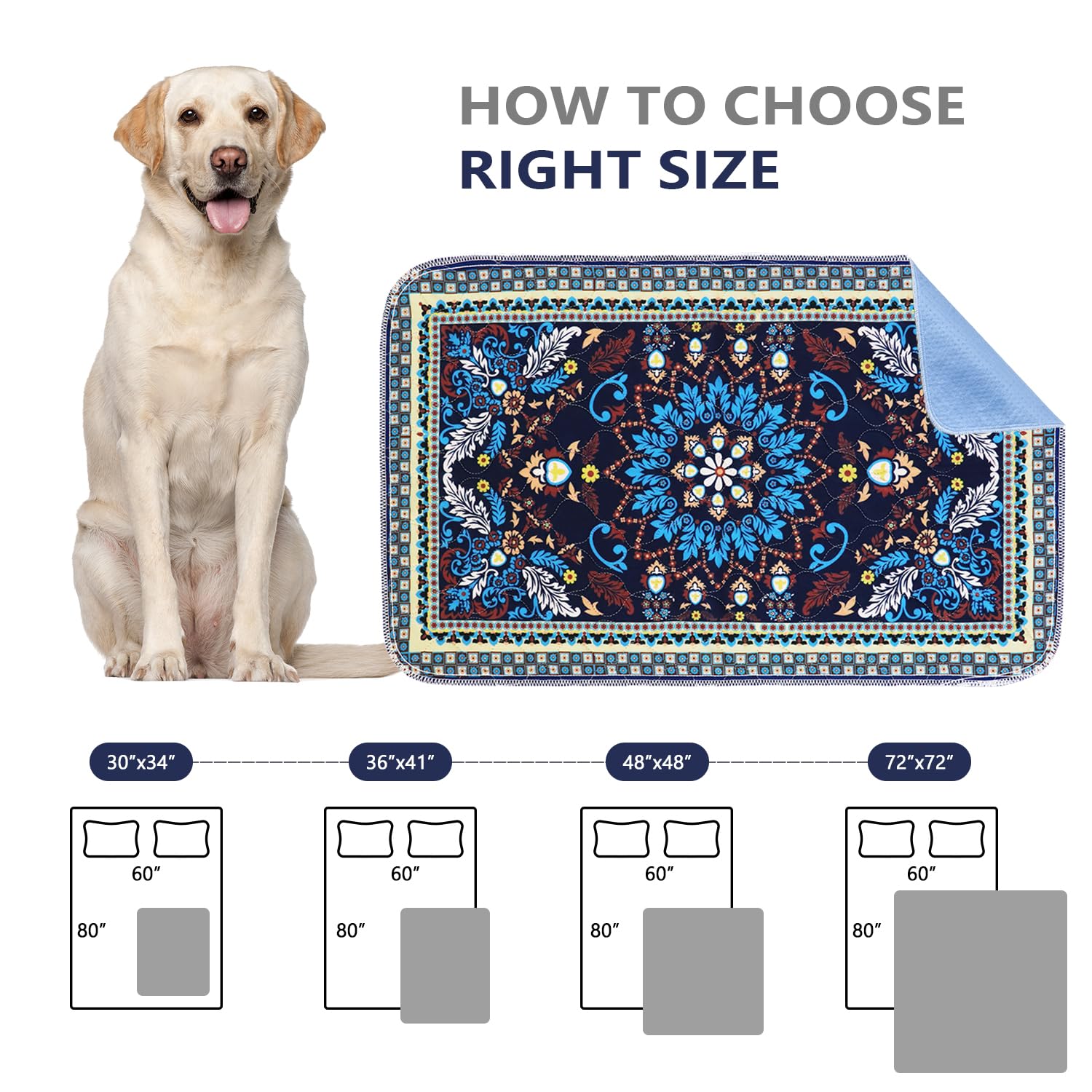 Qeils Bohemian style pet pad enhances home décor and training.