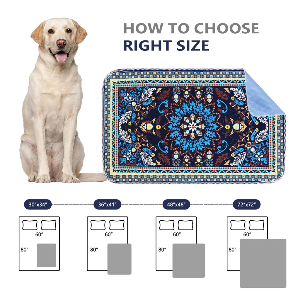 Qeils Bohemian style pet pad enhances home décor and training.