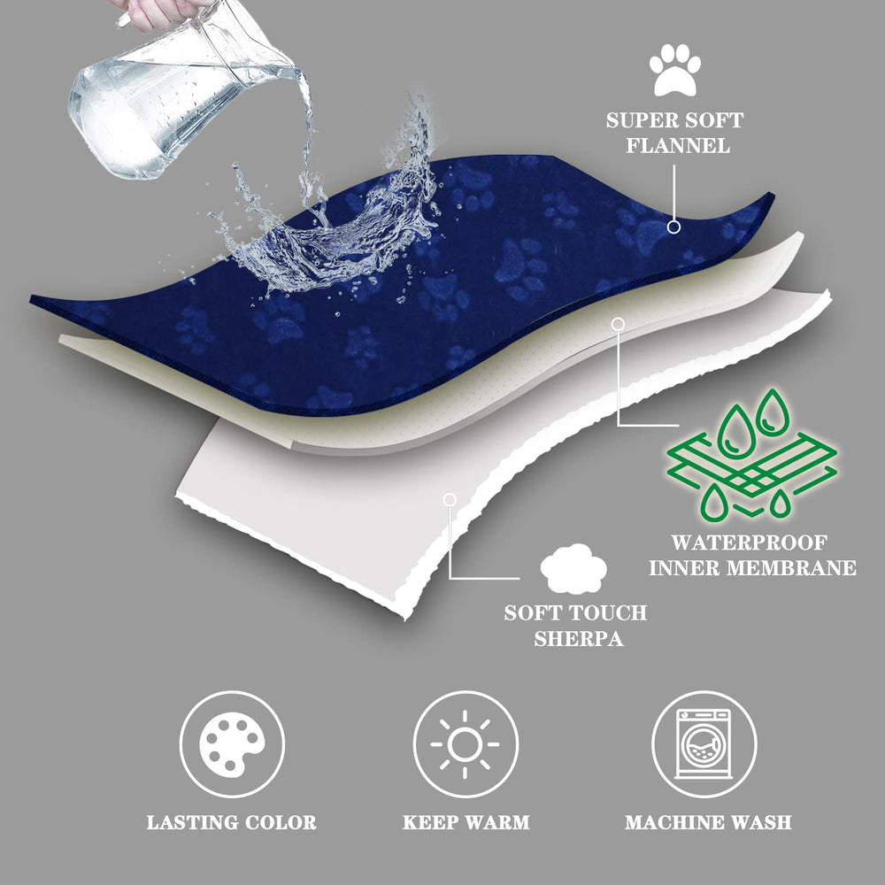 Qeils dog blanket navy reverse-sherpa-back offers plush comfort for chilly nights