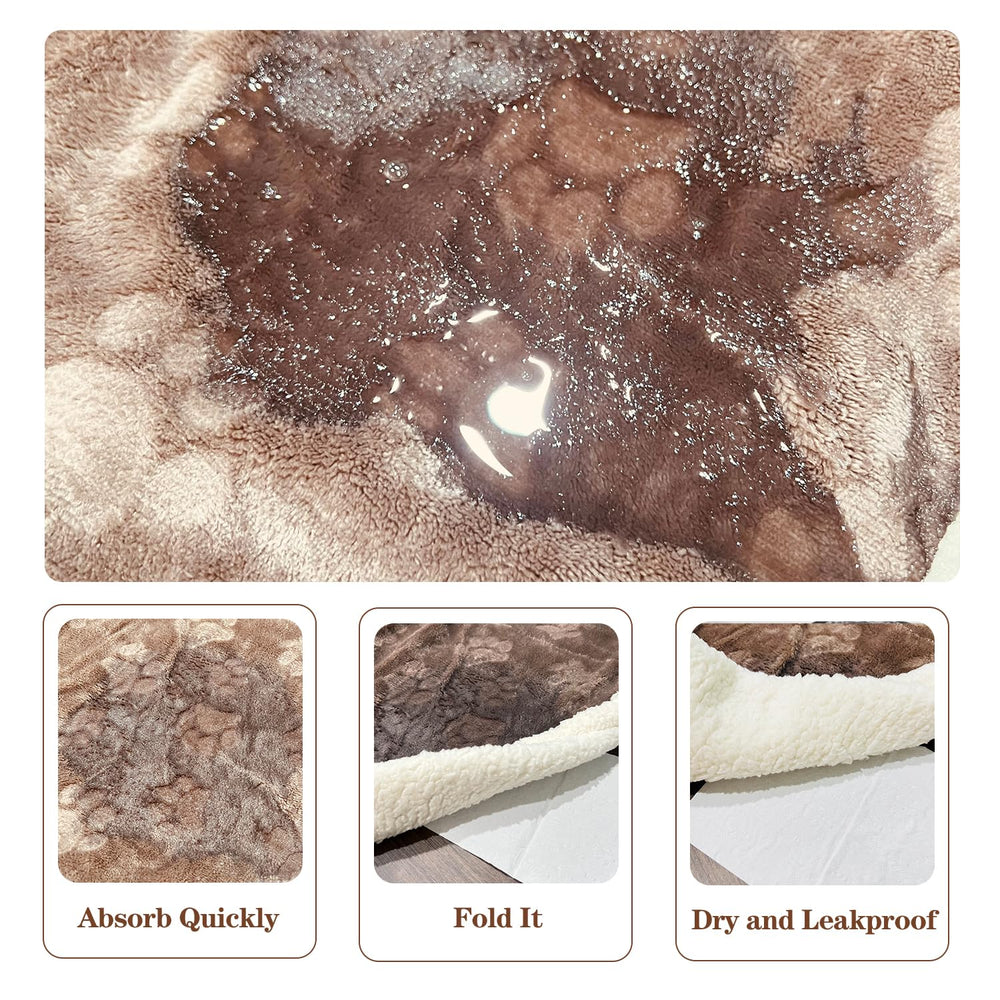 Qeils dog blanket taupe color close-up with paw prints for stylish protection