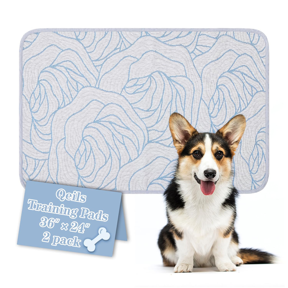 Qeils Pee Pad 36x24 shows a super-absorbent surface for moisture control.