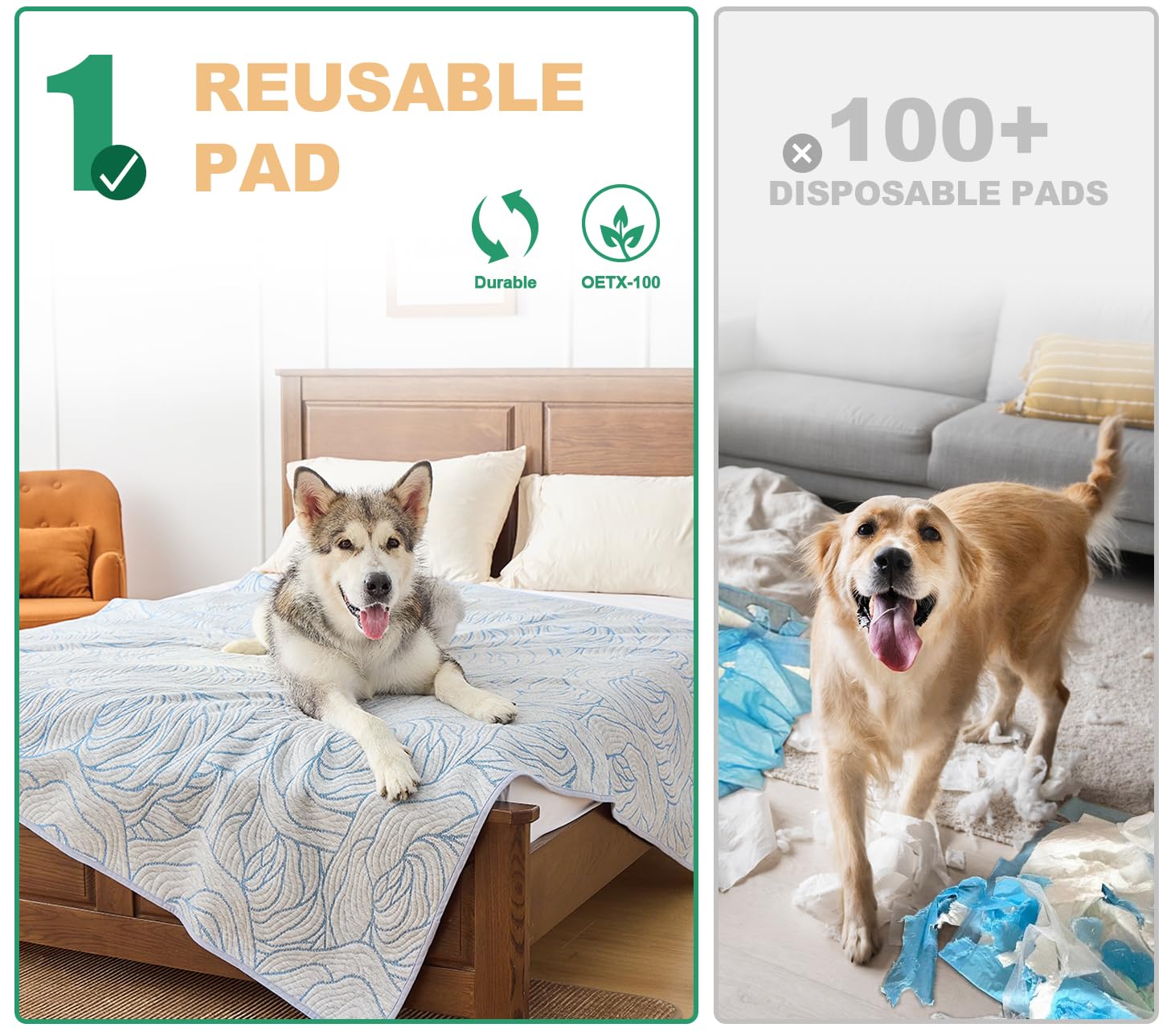 Qeils Pee Pad 4-layer construction emphasizes durability and odor control.