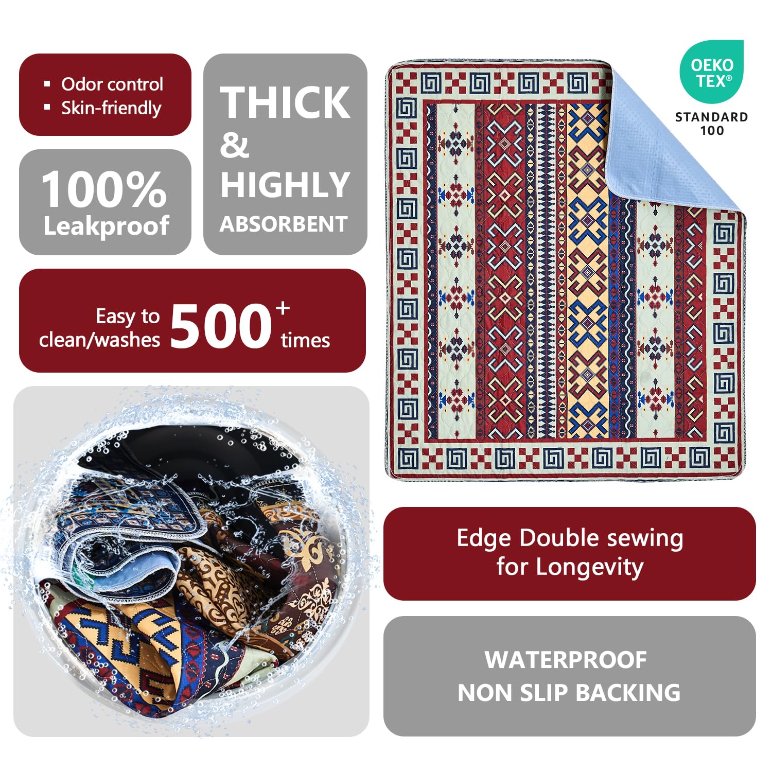 Qeils pads with non-slip bottom stay put on tile or crate floors.