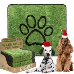 Qeils reusable dog pee pad 2-pack highlights absorbent core for quick liquid capture