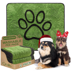 Qeils reusable dog pee pad 36x41 top layer green offers quick absorption for potty training.