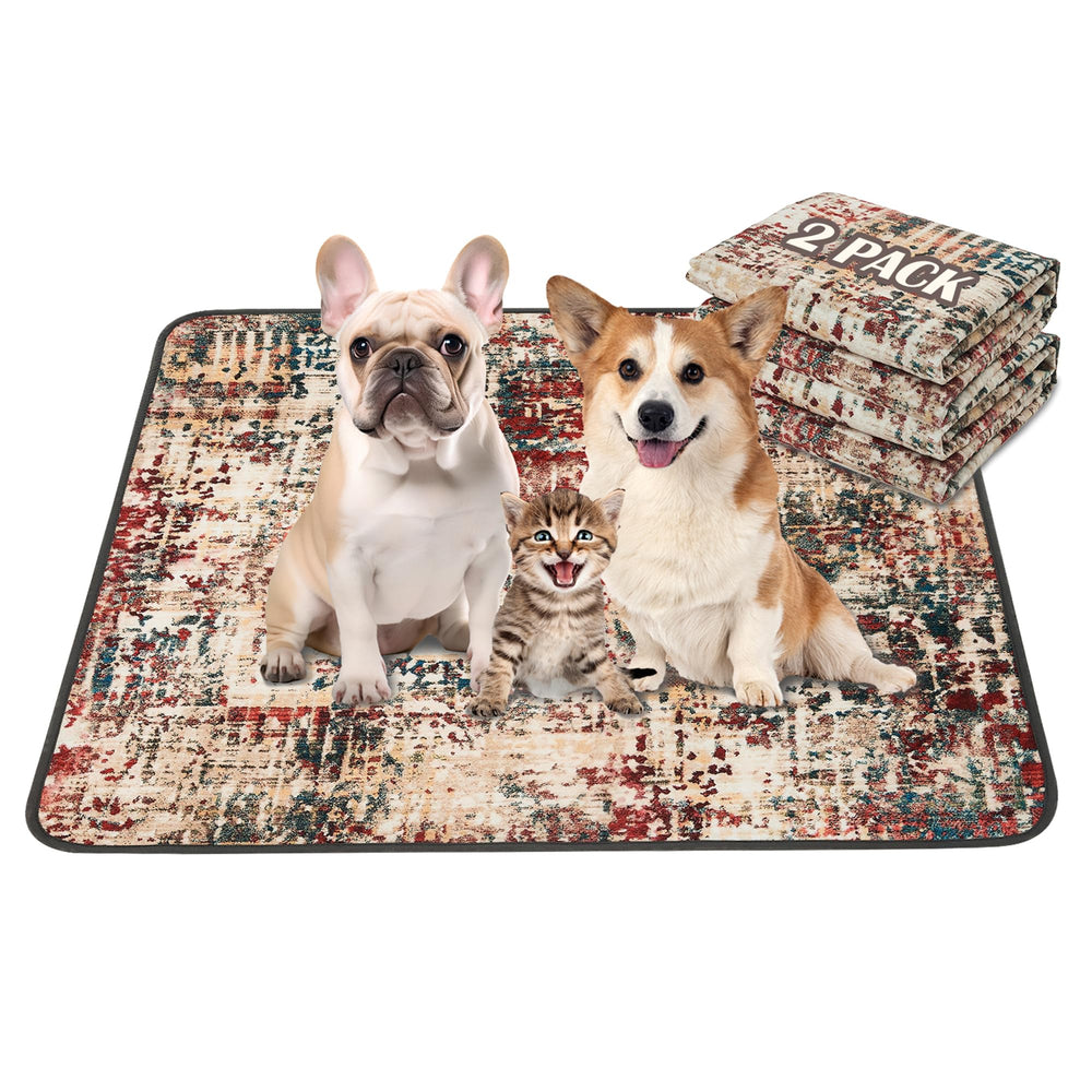 Qeils washable pee pad folded on floor for quick cleanup and reuse.